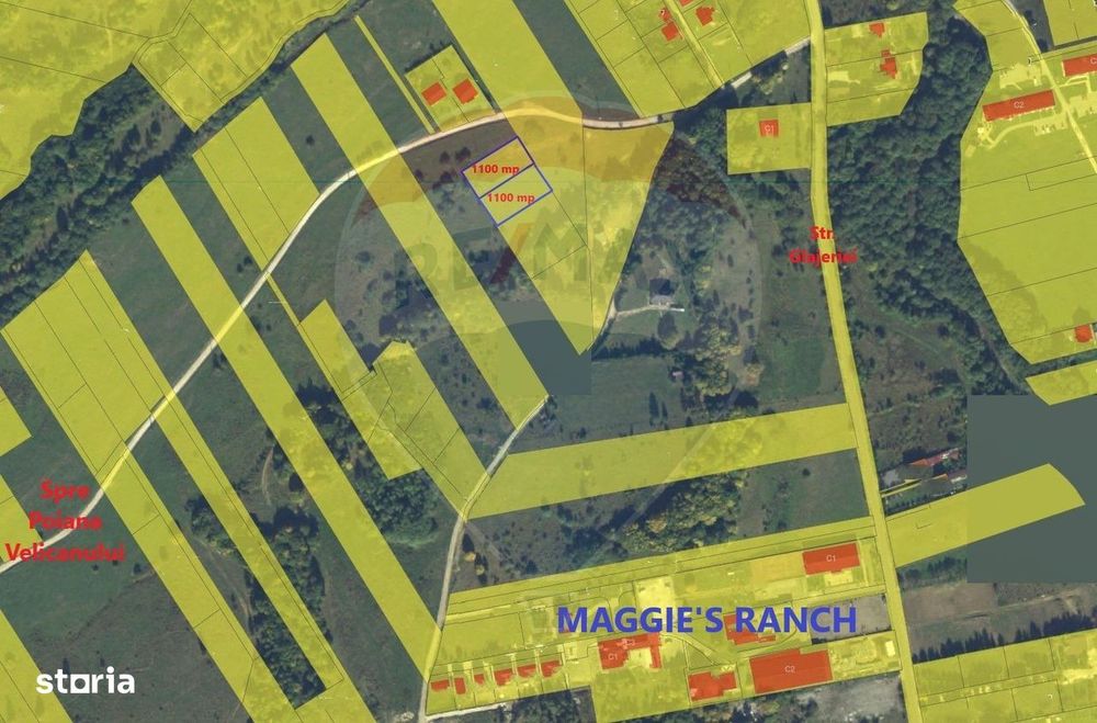 Teren extravilan Rasnov , Glajerie-Str Poiana velicanului, 1100mp
