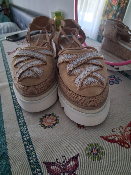 Espadrile hand-made nr 37 ingust