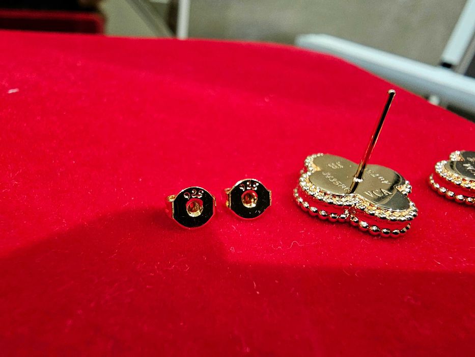 Van Cleef & Arpels VCA Rose Tiger Eye Alhambra Clover Дамски Обеци