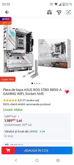 Placa de baza Asus Rog Strix B850 AM5 DDR5