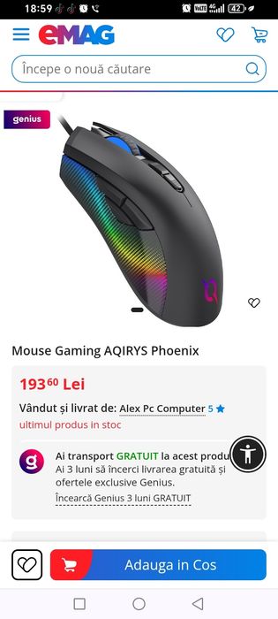 vînd maus ca nou AQIRYS PHOENIX