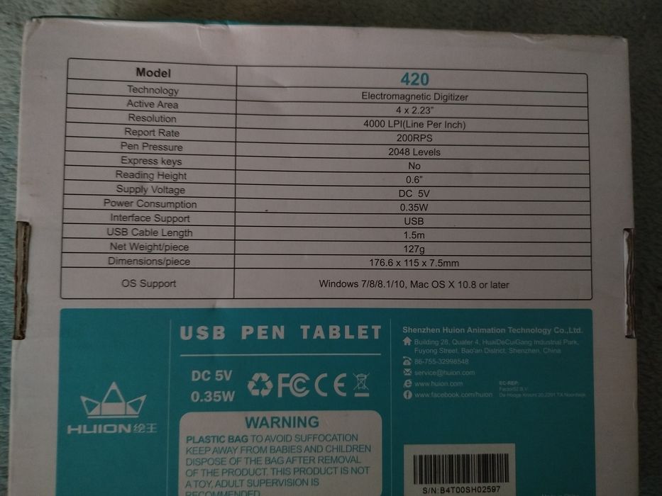 Графический планшет Huion 420