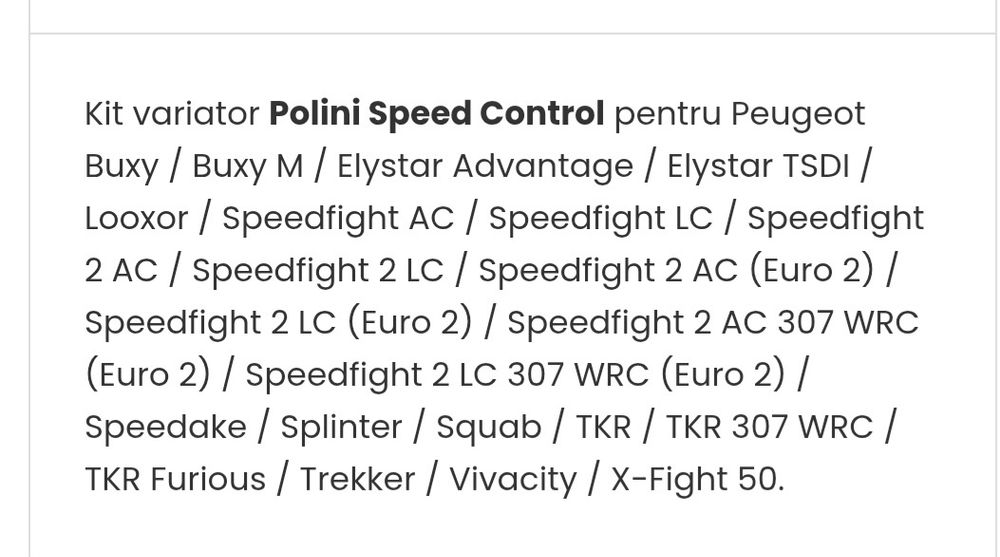 Variator Polini Malossi arc role Peugeot