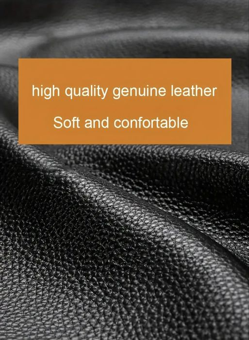 Мъжка квадратна кожена чанта за през рамо/Обемна от черна естест. кожа