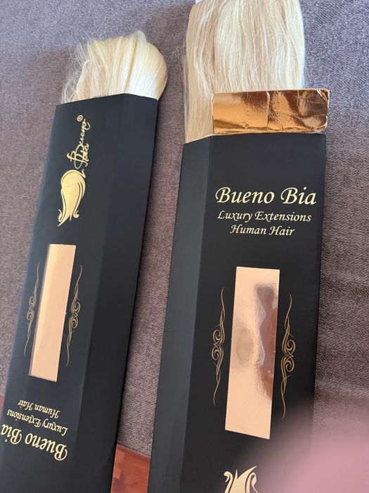 Extensii superbe păr natural blond pachet coda+tresa