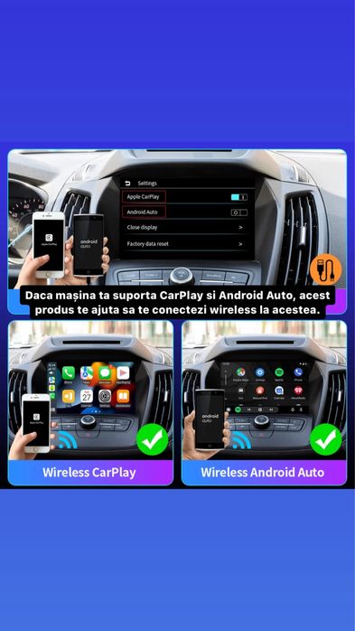 Adaptor Wireless Carplay / Adaptor Wireless Android Auto | Navigatie