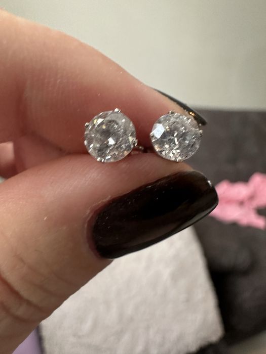 Диамантени обеци от 14 карата бяло злато с 1,25 карата естествени диам