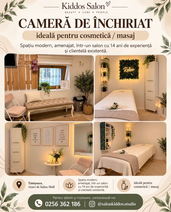 Închiriez cameră în salon de înfrumusețare - masaj/cosmetica/make up