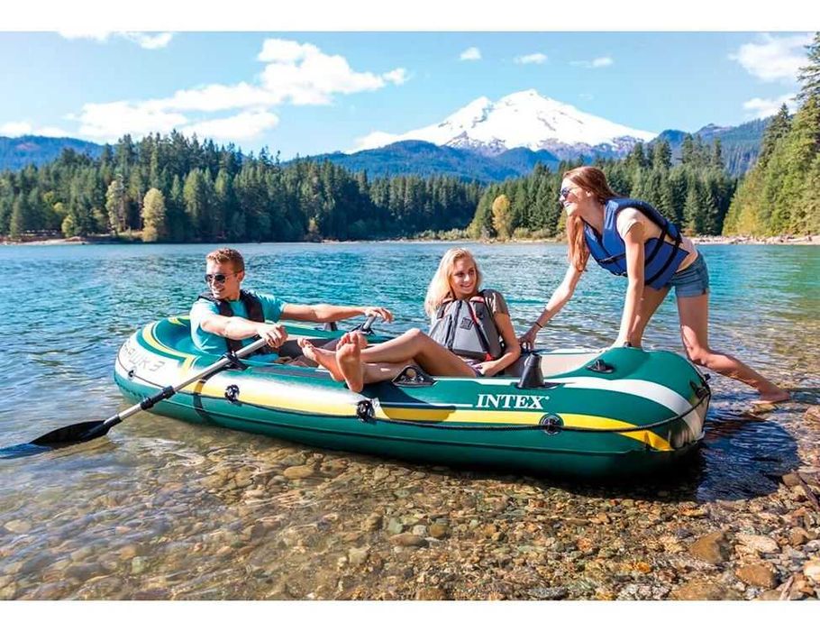 Лодка надувная-295х137х43 см 3-местная, насос весла Доставка бесплатно