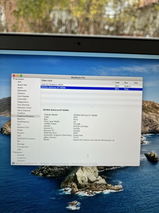 Macbook Pro 15' mid 2012 / i7 /16gb ram/ nvidia gt650m si intel / ssd