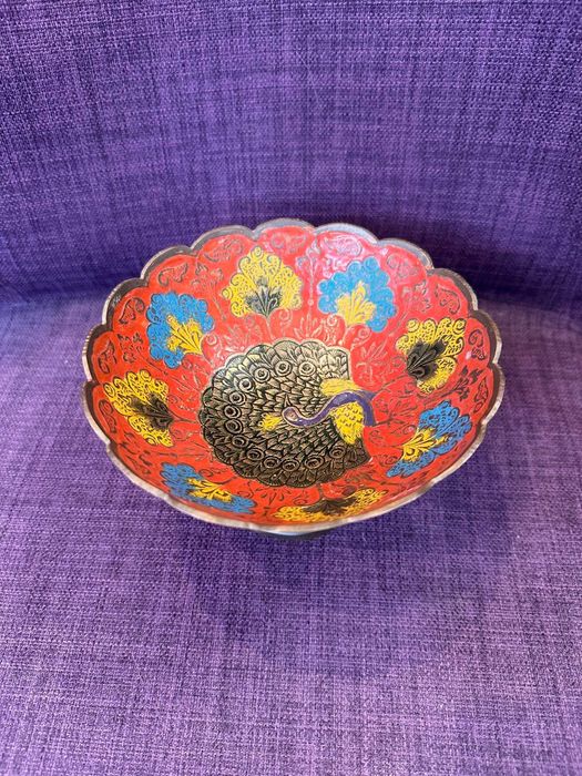 Cupa/ castron din metal cu decor cloisonne