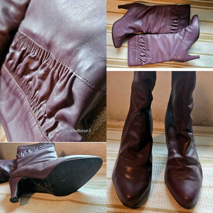 Cizme din piele, mov