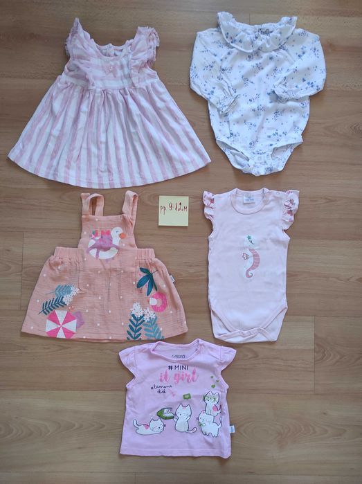 Лот от бебешки дрешки за момиче, 9-12 м.