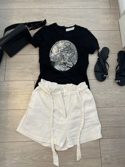 Pantaloni albi bumbac -marca H&M