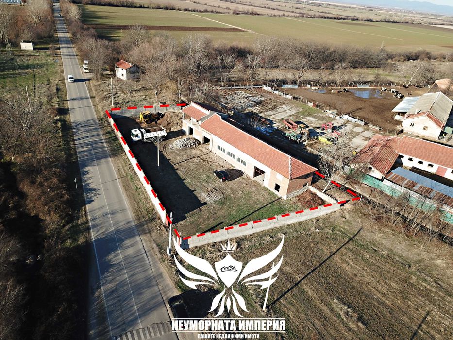 Продавам промишлен склад/цех/сграда 280РЗП парцел 1641кв село Болярци