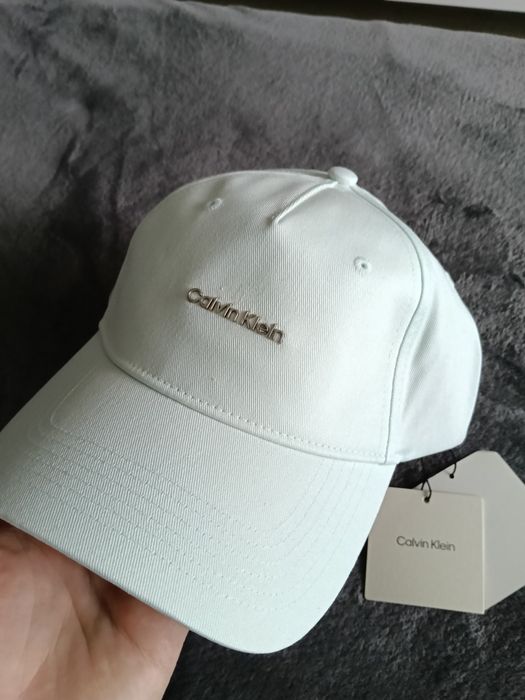 Calvin Klein cotton twill șapcă unisex albastru deschis cu logo mic metalic oS noua originala 100%