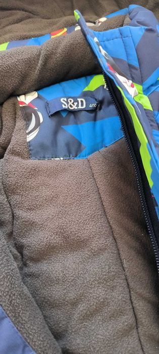 Зимен детски гащеризо цвят синьо за момче