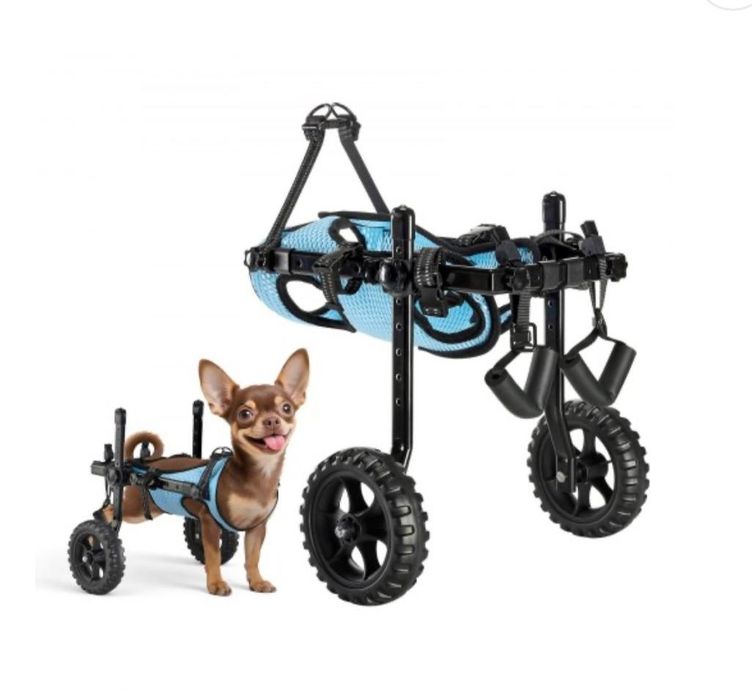 Scaun cu rotile nou pentru catei cu probleme la picioarele din spate