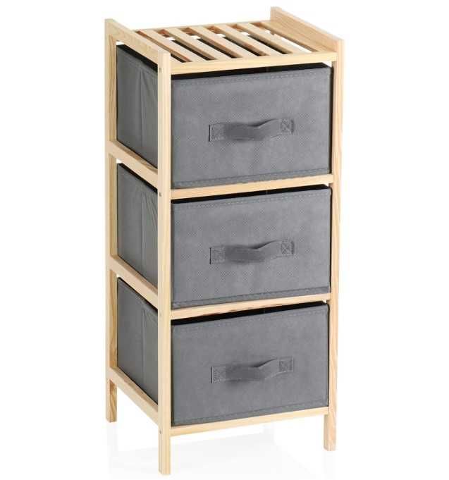 Дървена етажерка рафт/ стелаж на 3 нива с чекмеджета