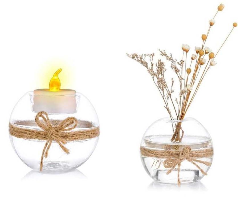 Set 8 suporturi 2 in 1 lumanari si plante Nuptio, transparente