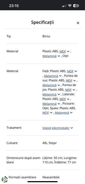 Birou PLOVSVAD 50x110 stejar/alb Jysk