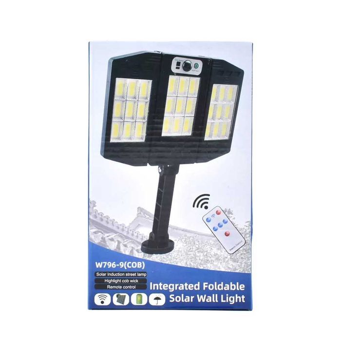 Триглава соларна лампа с три режима на осветяване и дистанционно