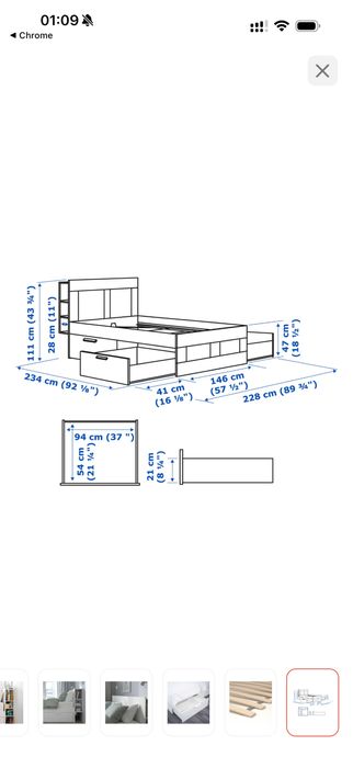 Кровать IKEA BRIMNES 140×200 с 4 ящиками