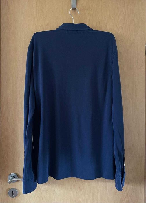 Bluza cu maneci lungi bleumarin si guler polo Ralph Lauren, marimea L