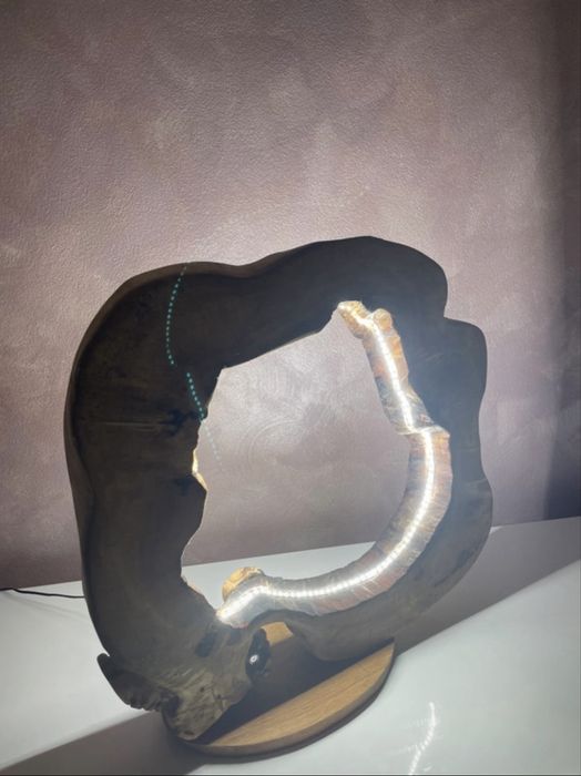 lampa din lemn masiv 49x51 cu led handmade