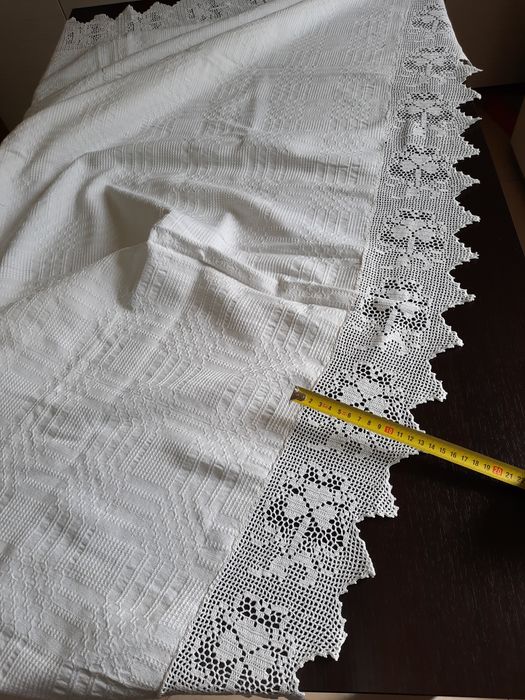 Lepedeu pat simplu/ dantela 18cm,Cearceaf/Fete perna cu dantela