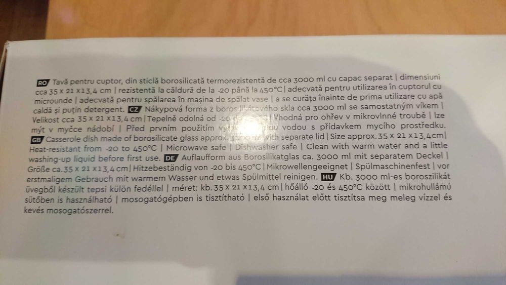 Vas termorezistent cu capac 33x21x14 Vivess