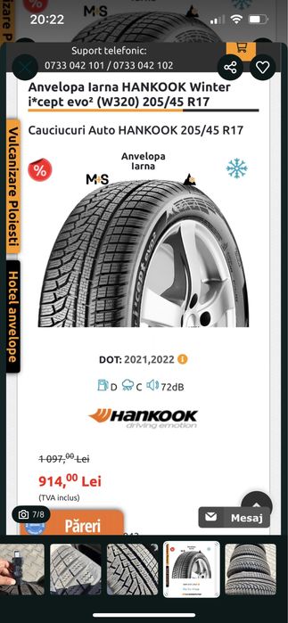 Anvelope Iarna Noi Hankook Winter I cept 205 45 17 Profil 8mm