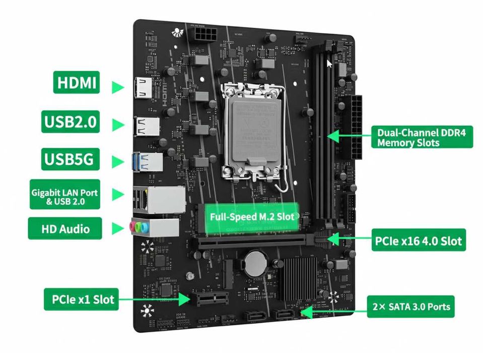 Новая! Материнская плата MAXSUN Challenger H610M-H V1 (LGA1700)