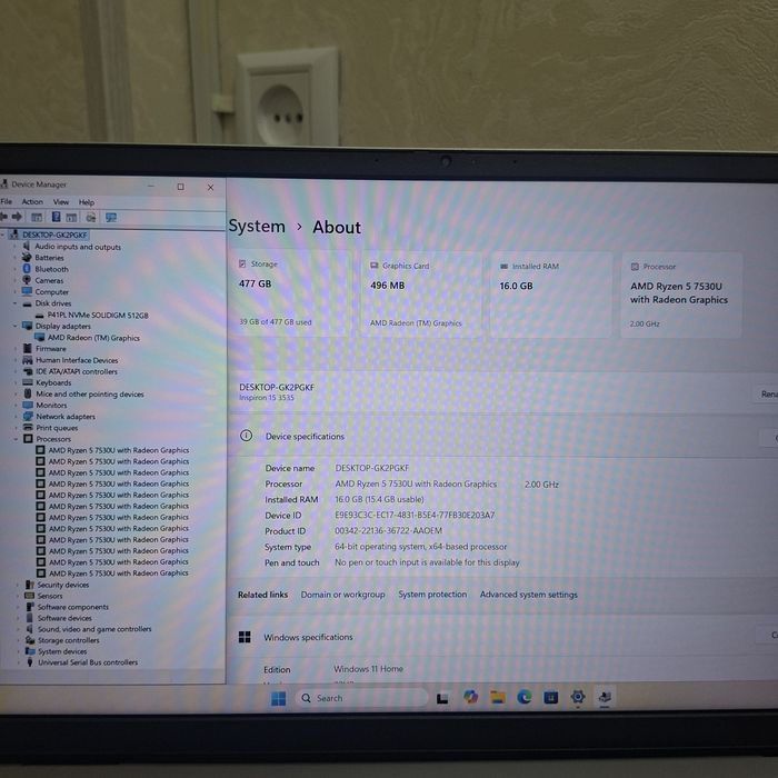 Ryzen 5 - 7530U (Core i5 13-avlod)/ SSD 512 gb/ ОЗУ 16 gb/ America