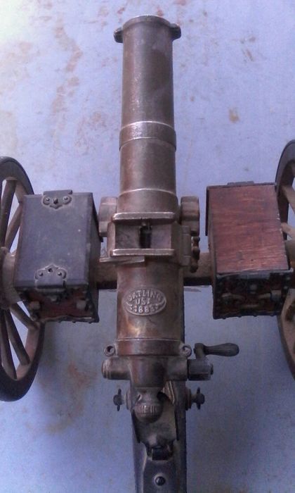 tun miniatura,macheta,Gatling 1883/razboi civil USA/alama/vintage