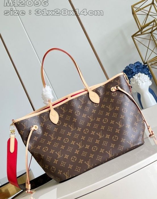 Geanta piele naturala,model Neverfull,saculet,card,certificat,etichetă