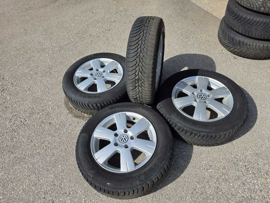 4 бр. Зимни гуми 195/65 R15 с джанти 5x112 VW Audi Skoda Seat