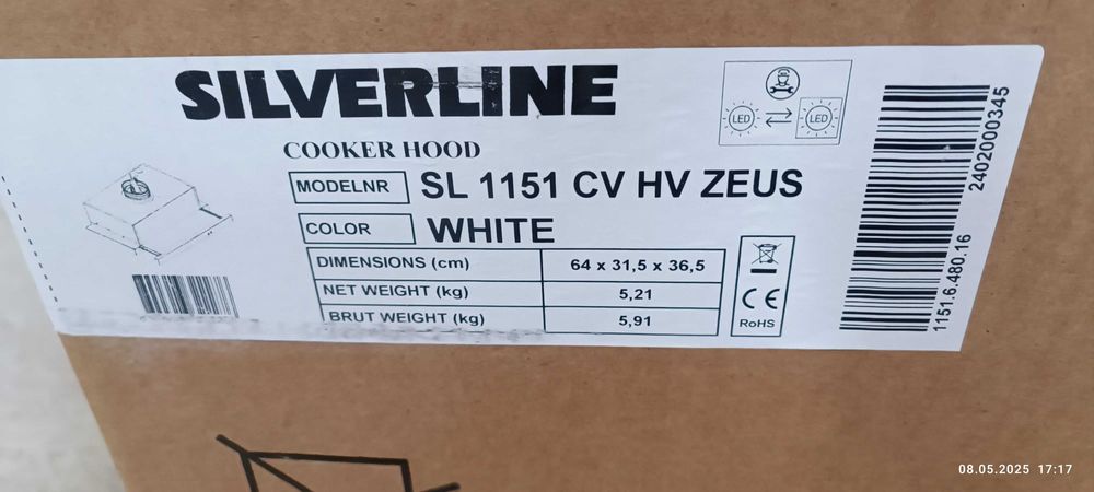 Hota Silverline SL 1151 CV HV Zeus, alb, ASPIRARE CENTRALA, 60 cm