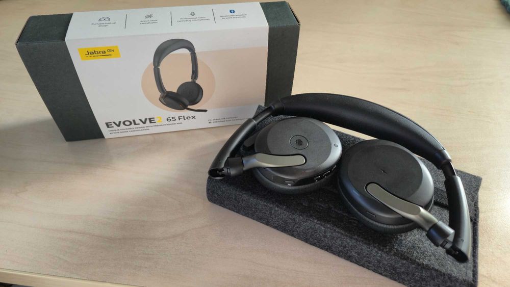 Jabra Evolve2 65 Flex Noi - Căști profesionale wireless, stare impecabilă (ANC, Teams, Wireless)