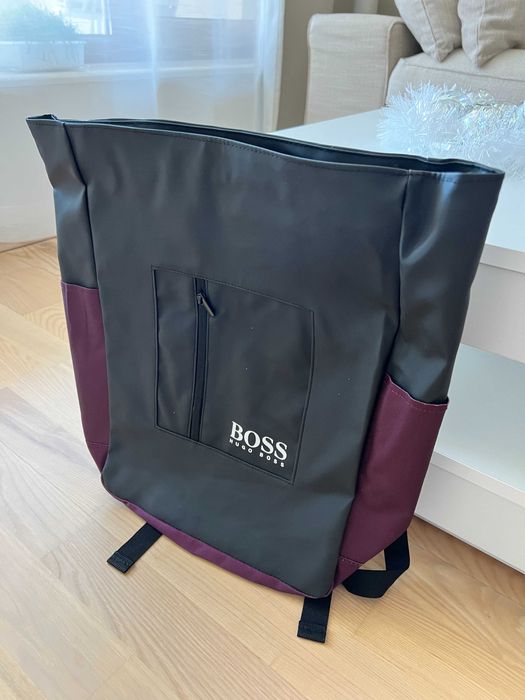 Мъжка раница за документи Hugo BOSS кожена раница за документи