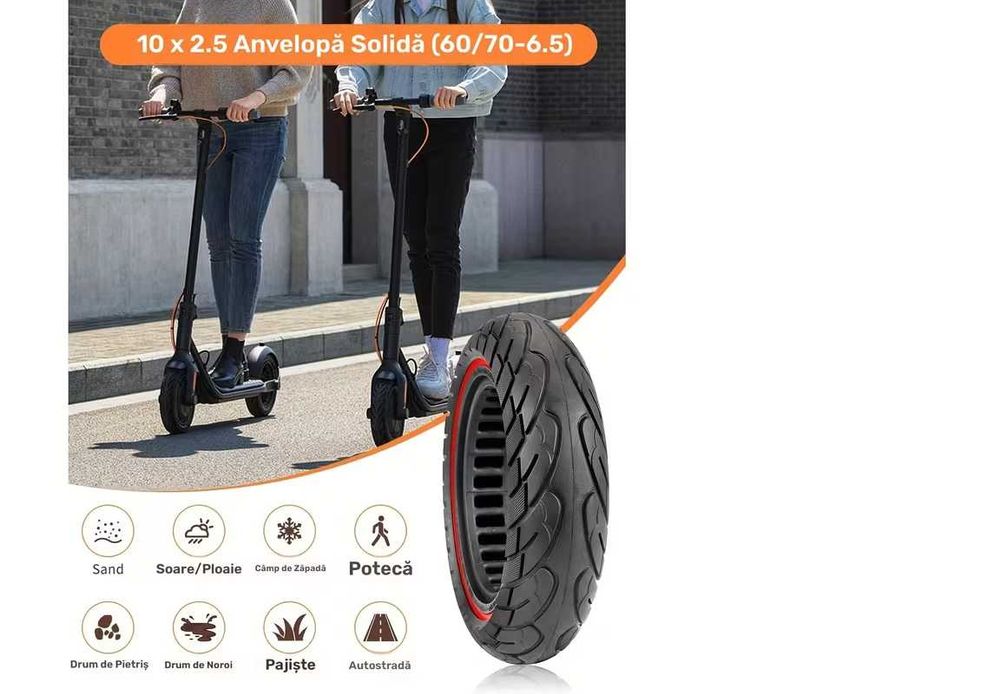 Cauciuc plin anvelopa 10x2.50 trotineta electrica - Nou - Garantie