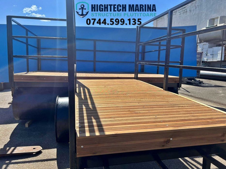 Ponton de agrement pentru pescuit si relaxare cu flotori din plastic