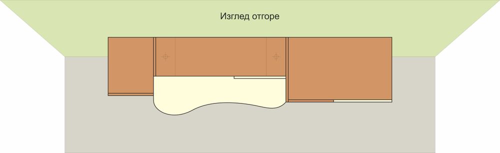 Бюро, секция (библиотека) и гардероб с шкафове – модули за детска стая