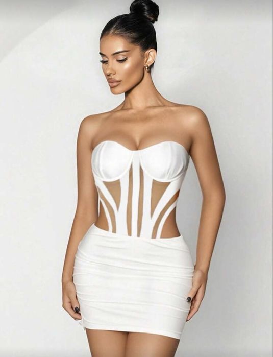 Нова къса рокля в черно/бяло