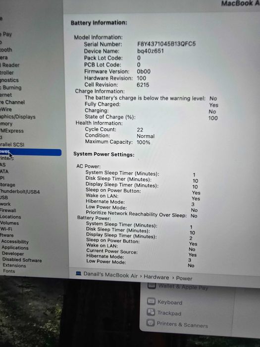 НОВ Macbook air m3 16GB БАТ - 100% Гаранция до 11.2027