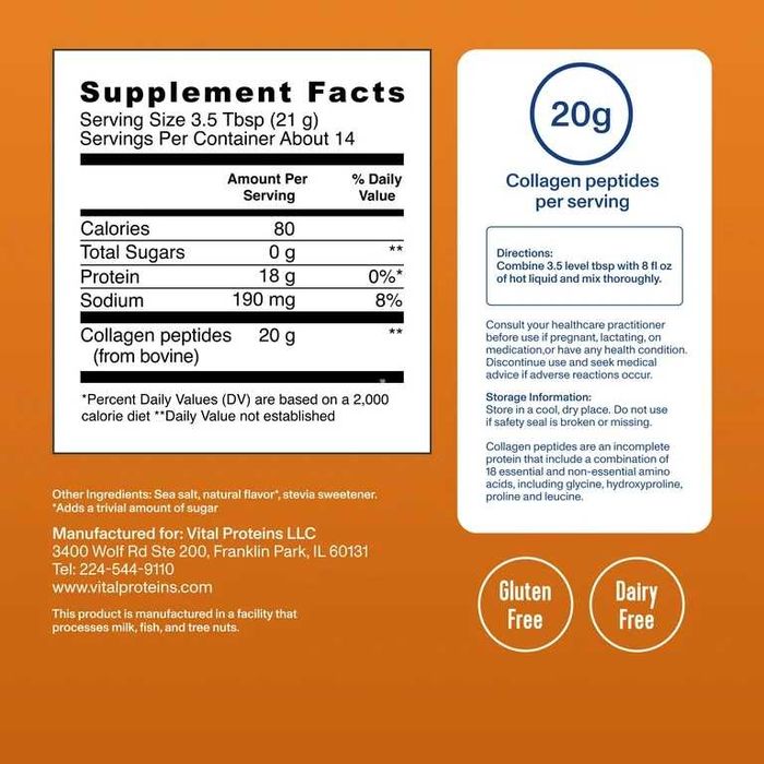 Коллаген Карамель Vital Proteins Collagen Peptides 300г Salted Caramel