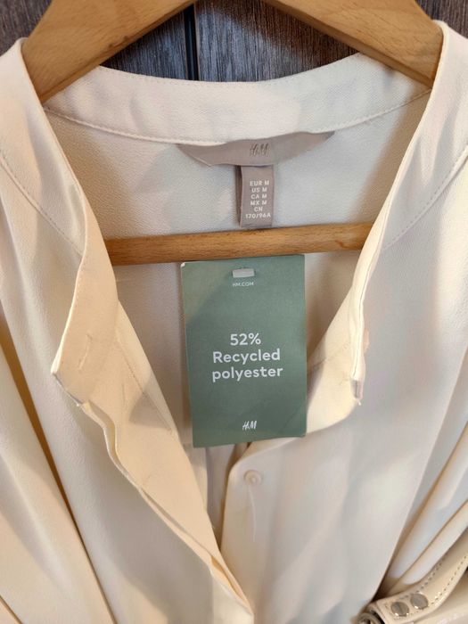 H&M нова с етикет лятна рокля-риза в цвят крем