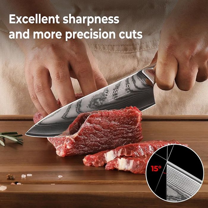 Sunnecko - Set profesional de 4 piese din otel damasc pentru chef