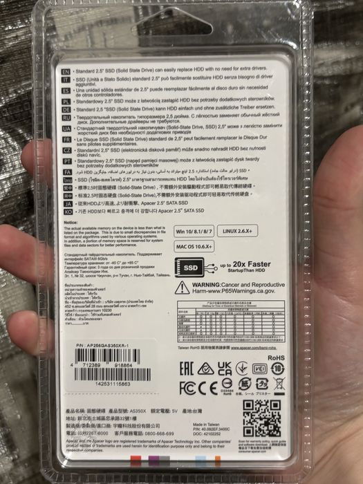 SSD  256GB Apacer AS350X 2.5 Sata