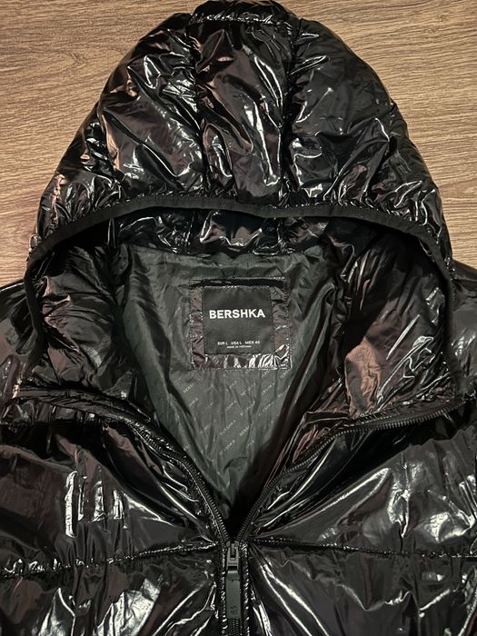 Geacă Puffer Bershka Glossy Black Unisex